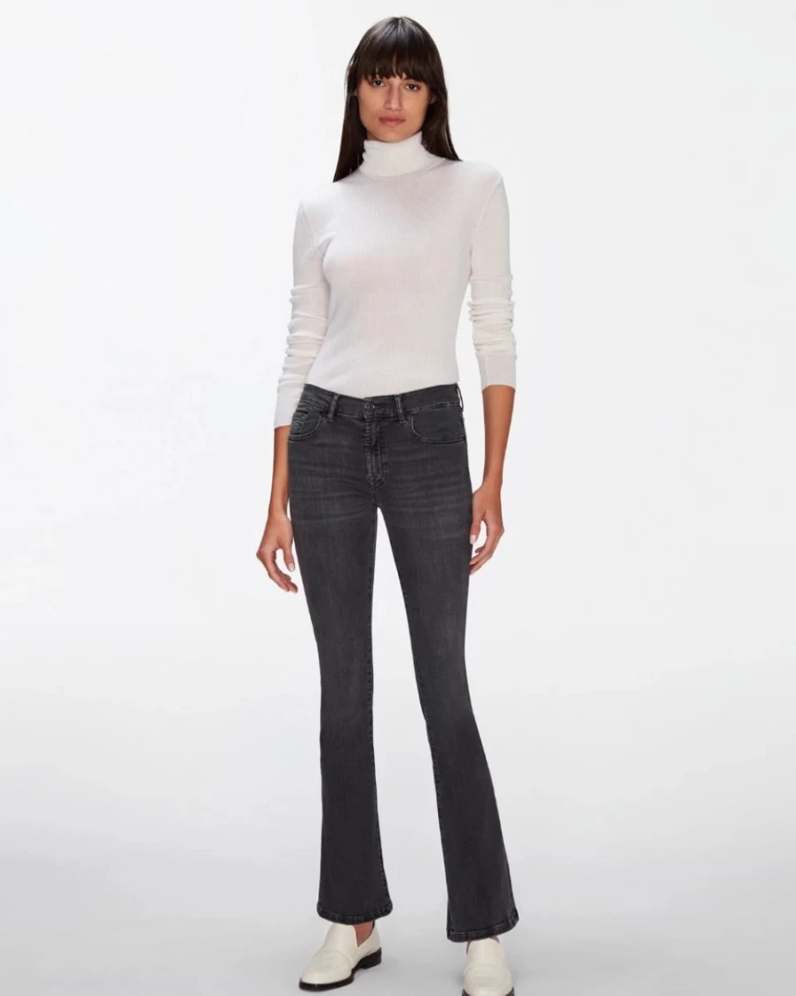 7 For All Mankind Women's Dark Grey Bootcut Tailored Fit Jeans