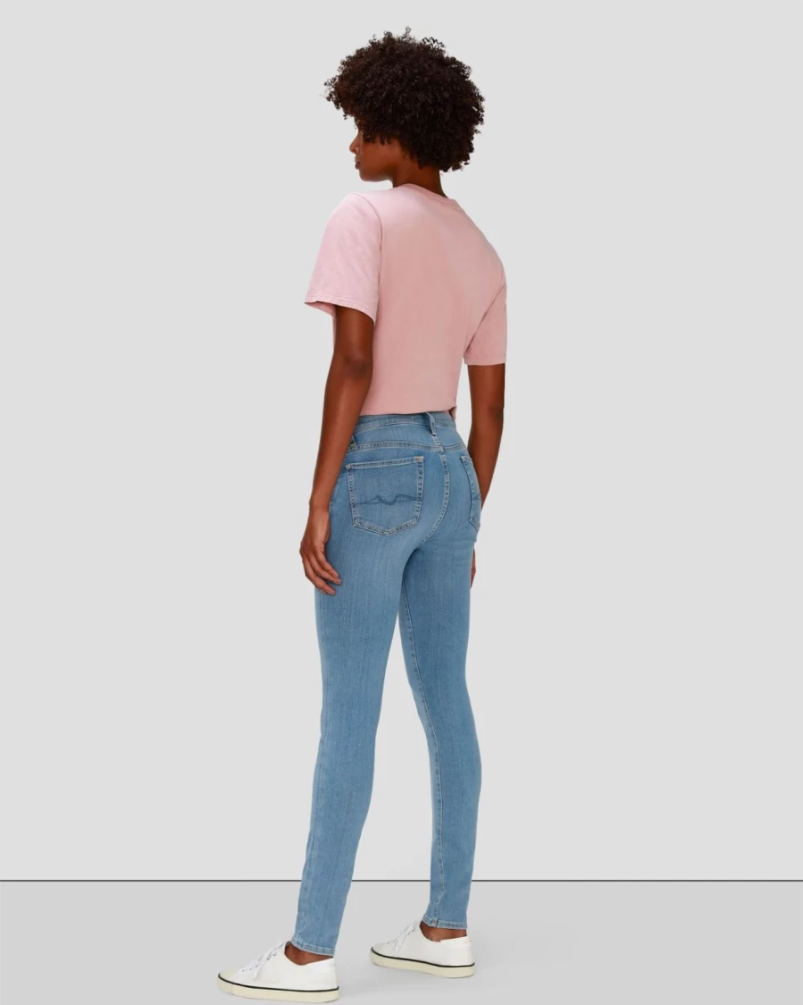 7 For All Mankind Women's Slim Illusion Ankle Skinny Jeans in Staple Wash