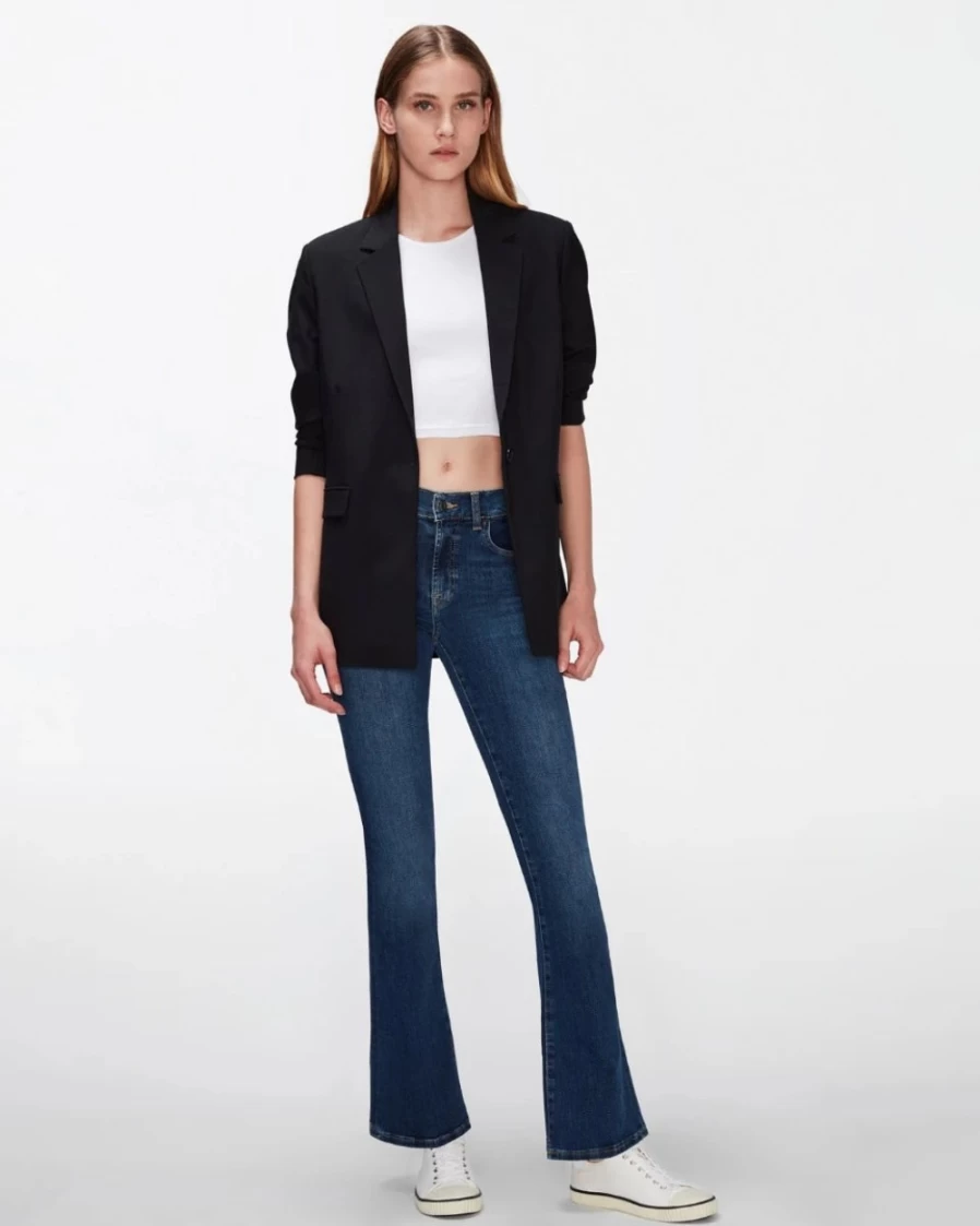 7 For All Mankind Women's Dark Blue Bootcut Tailored Jeans