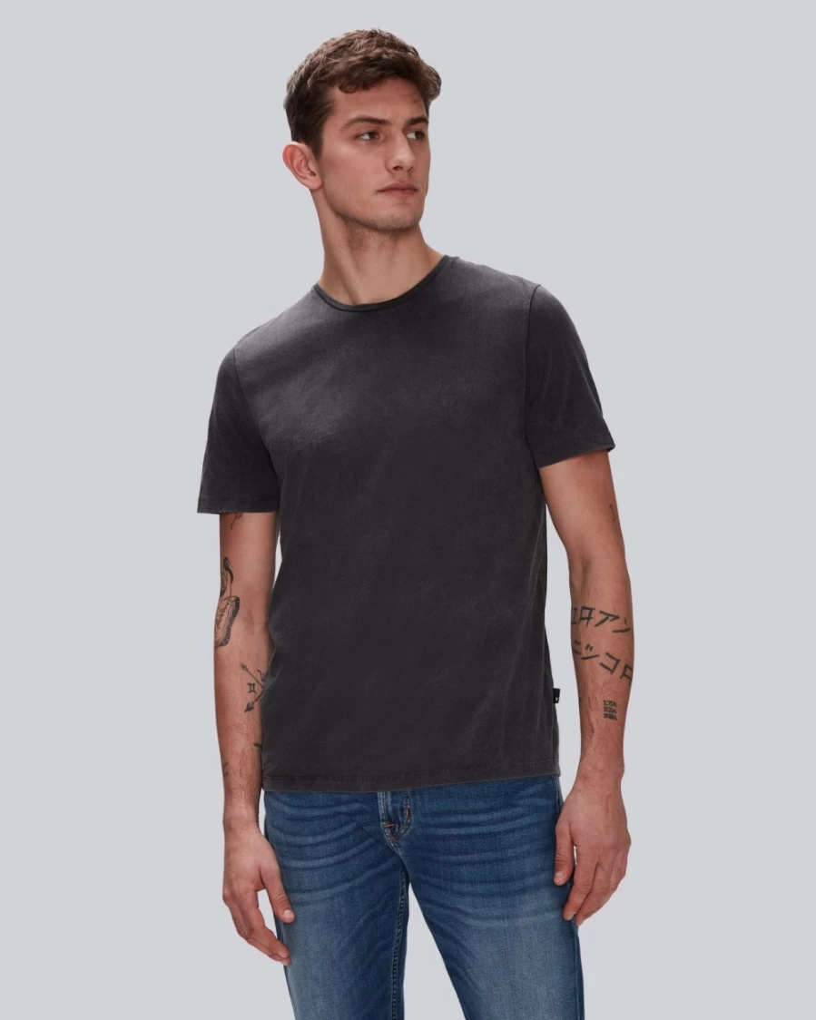 7 For All Mankind Men's Black Sunfaded Vintage Style T-Shirt