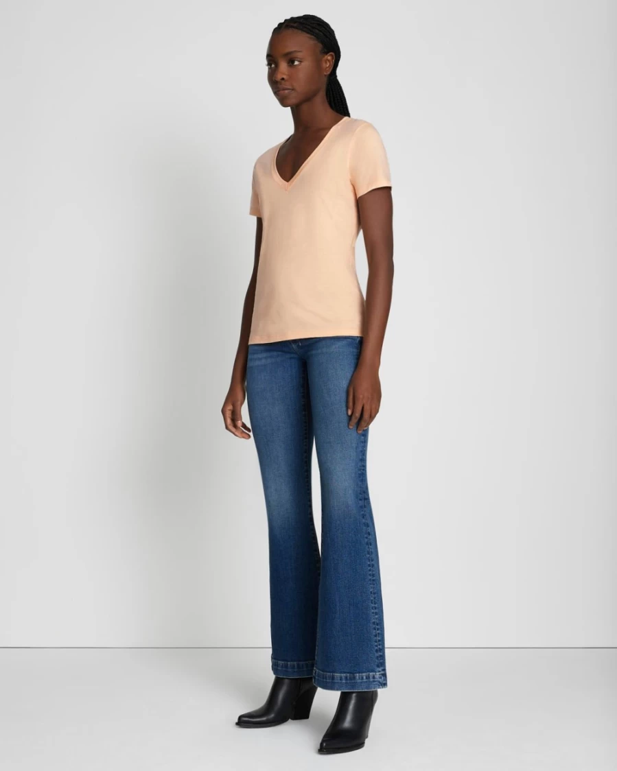 7 For All Mankind Women's Pima Cotton V-Neck T-Shirt in Prairie Sunset