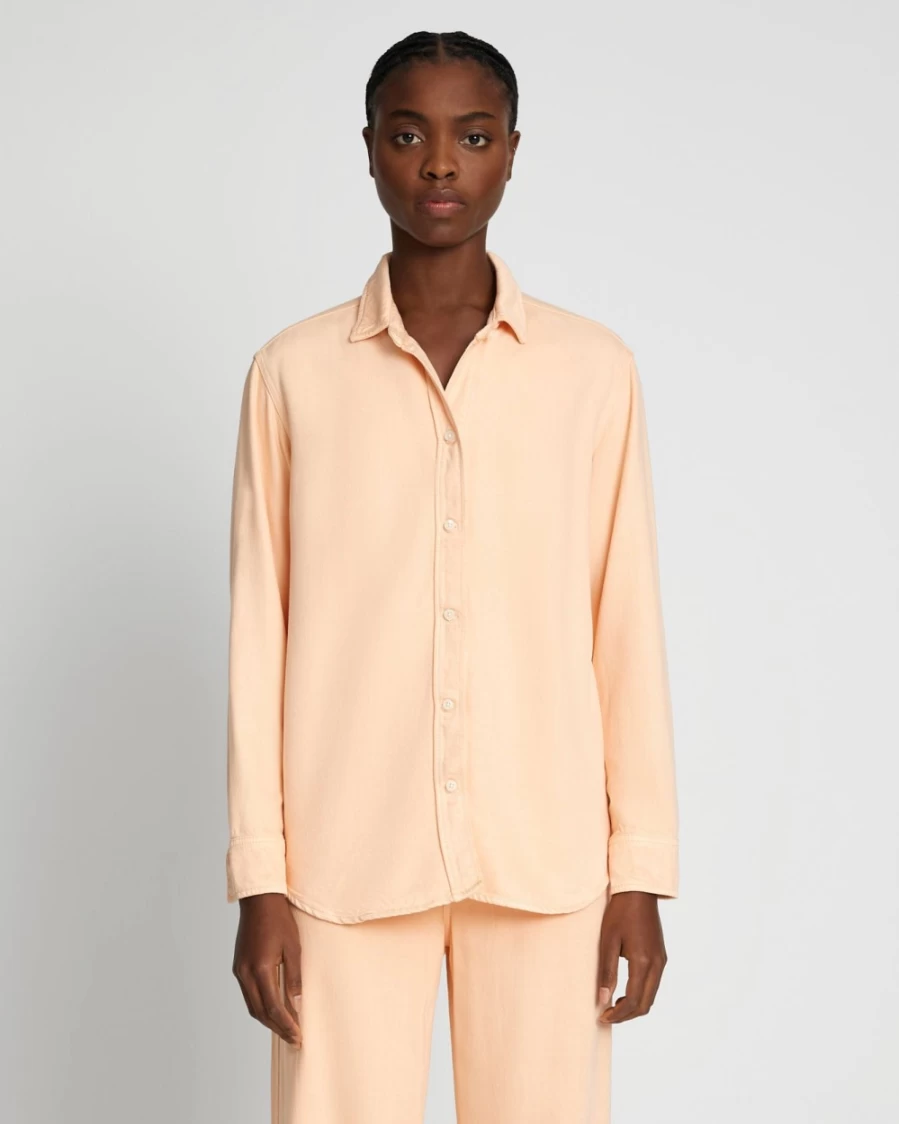 7 For All Mankind Women's Prairie Sunset Denim Button-Up Shirt Classic Fit