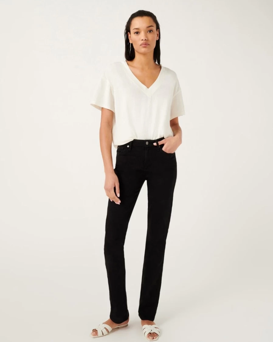7 For All Mankind Women's B(Air) Black Denim Kimmie Straight Jeans