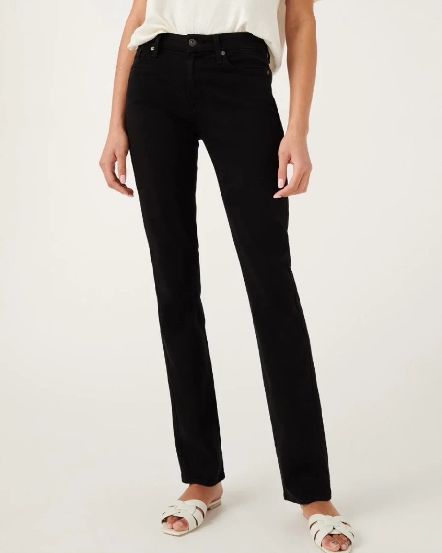 7 For All Mankind Women's B(Air) Black Denim Kimmie Straight Jeans