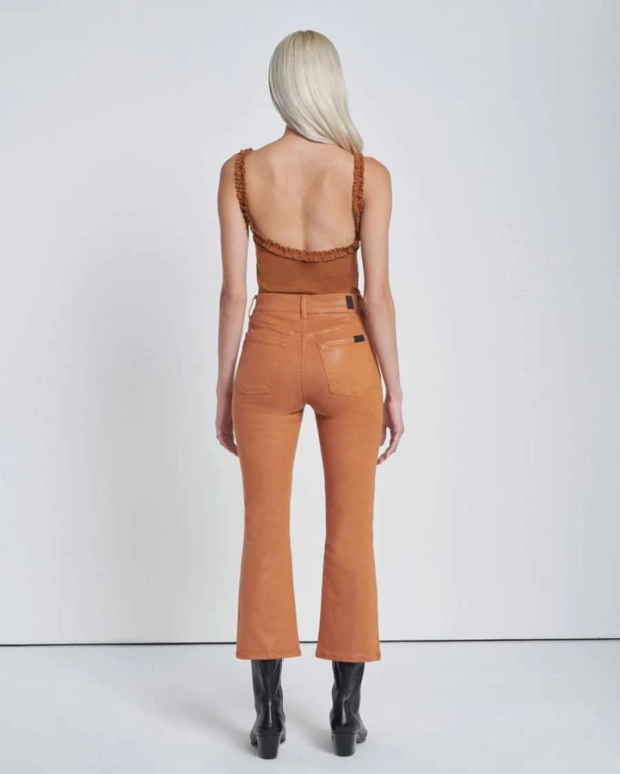 7 For All Mankind Women's High Waist Coated Golden Tan Slim Fit Bootcut Jeans