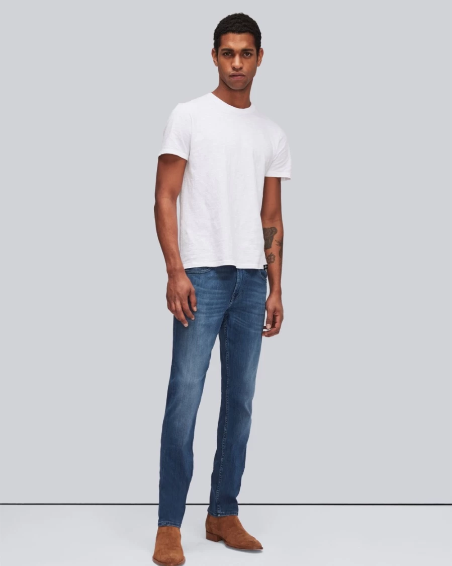 7 For All Mankind Men's Luxe Performance Plus Slim Fit Jeans in Mid Blue