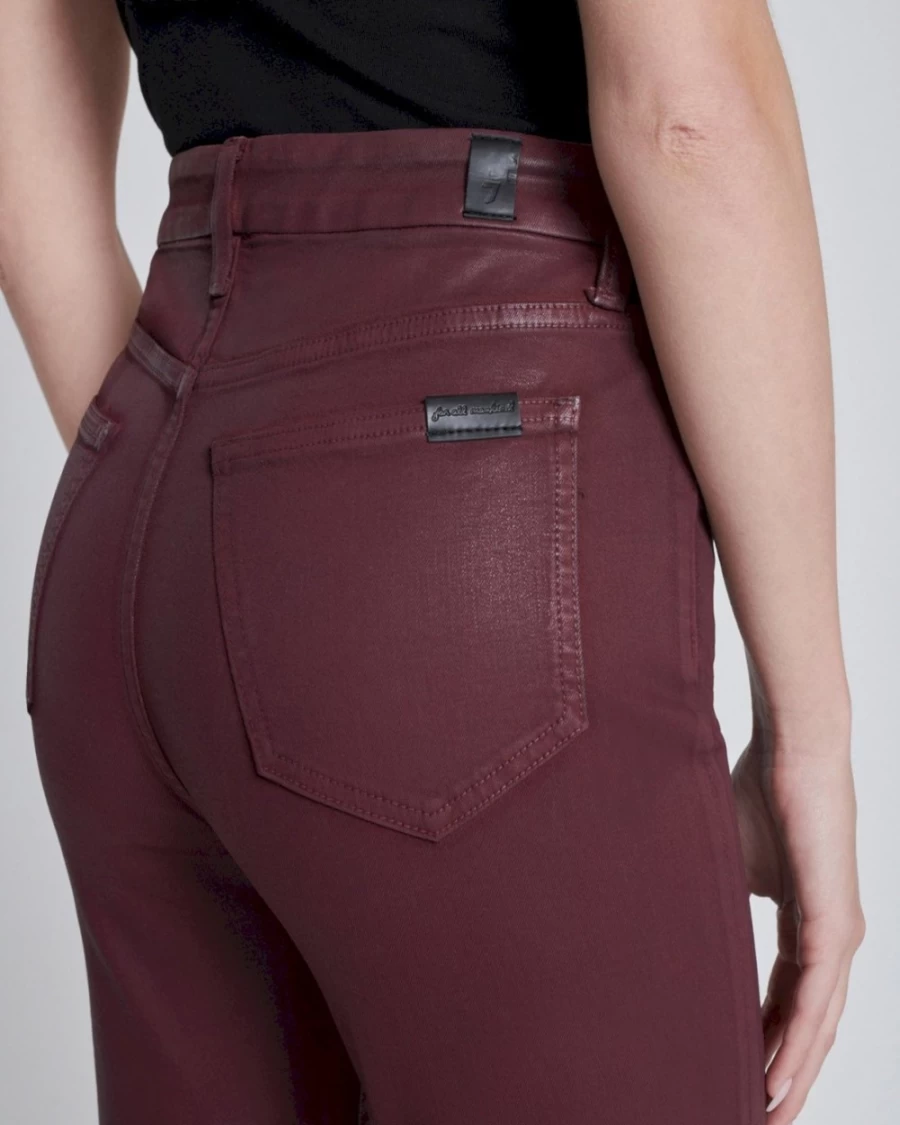7 For All Mankind Women's Ultra High Rise Skinny Bootcut Jeans in Coated Ruby Rust Wash