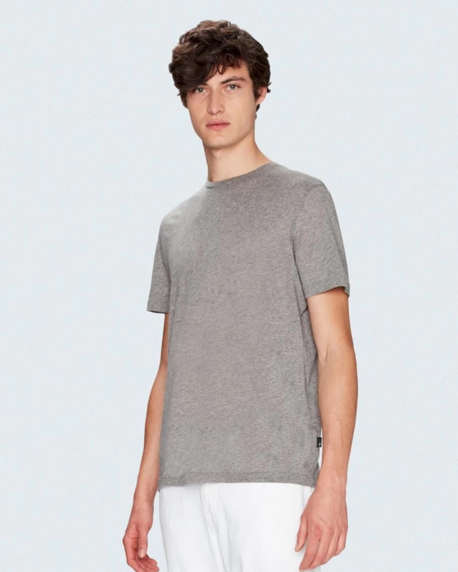 7 For All Mankind Men's Grey Melange Cashmere Blend T-Shirt