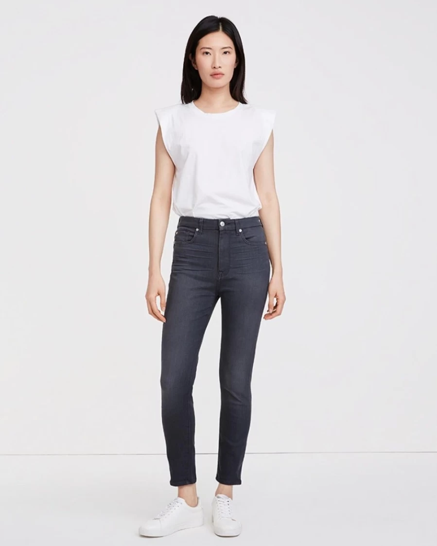 7 For All Mankind Women's Air Denim High Waist Skinny Jeans in Evening Grey