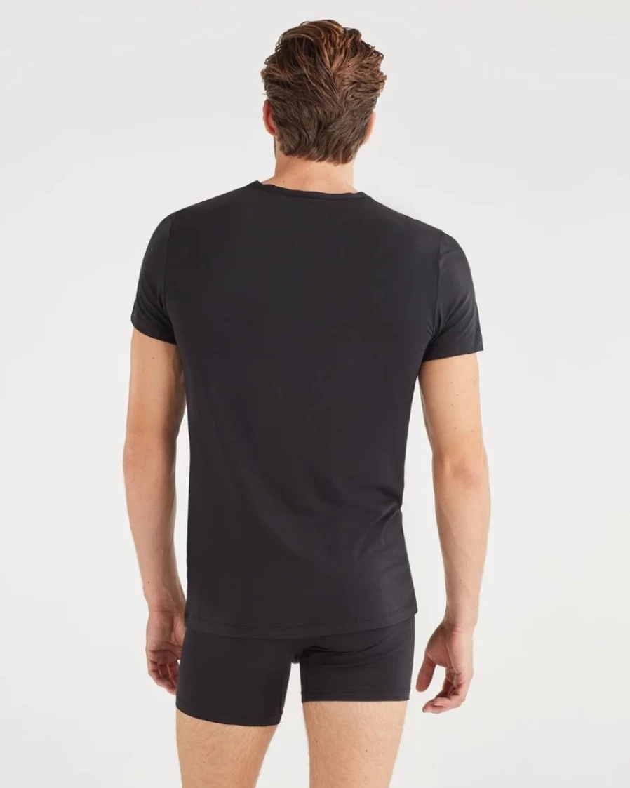 7 For All Mankind Men's Black V-Neck T-Shirts 2 Pack