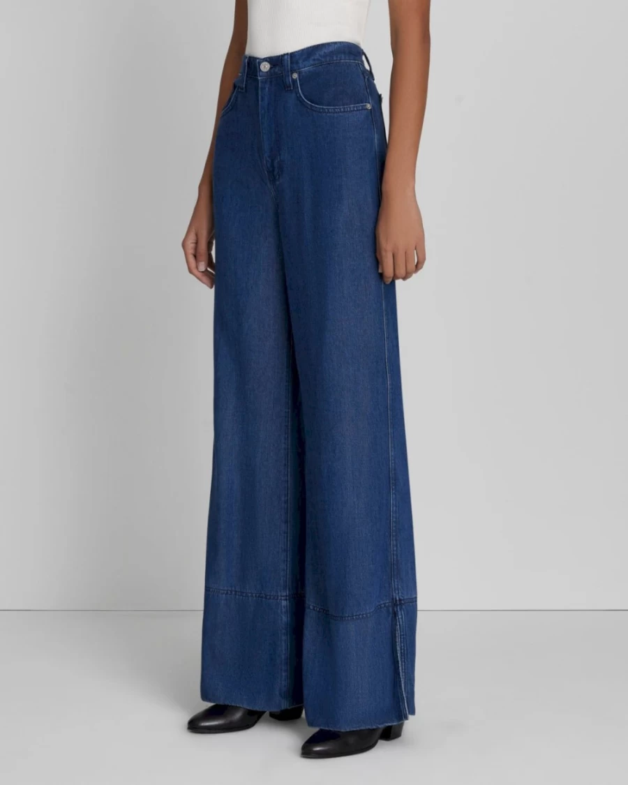 7 For All Mankind Women's Dark Indigo Denim Lustre Trousers