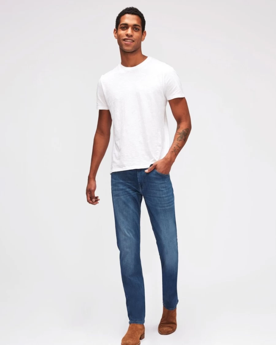 7 For All Mankind Men's Luxe Performance Plus Slim Fit Jeans in Mid Blue