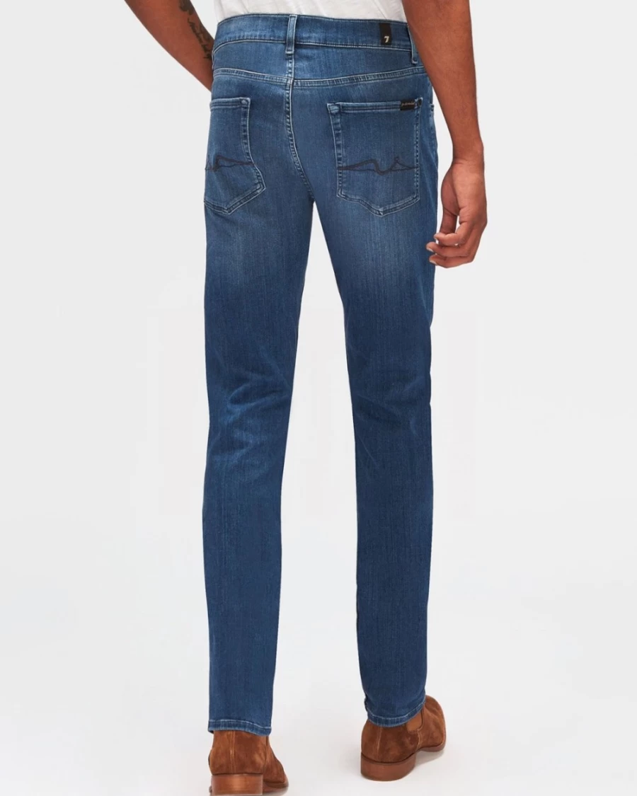 7 For All Mankind Men's Luxe Performance Plus Slim Fit Jeans in Mid Blue