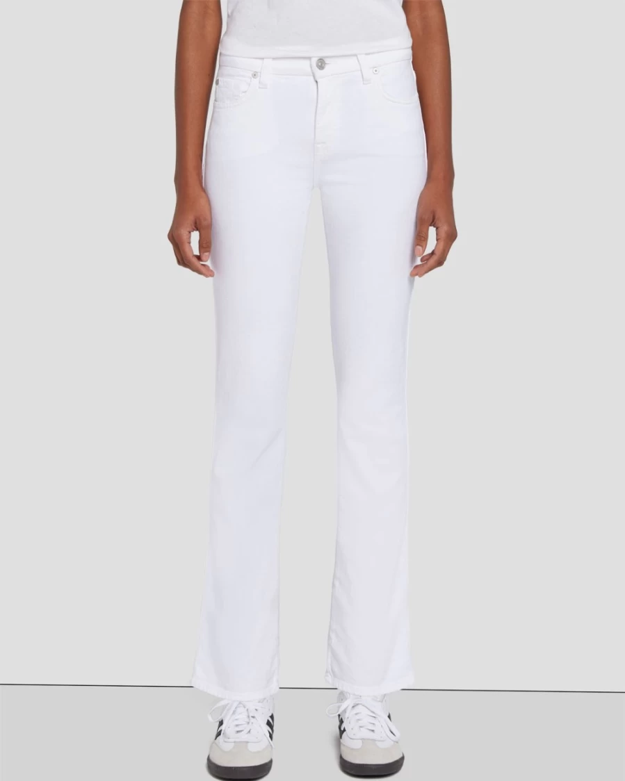 7 For All Mankind Women's Kimmie Cropped Straight Leg Jeans in Clean White