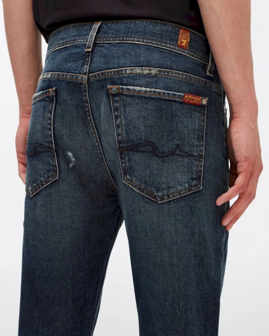 7 For All Mankind Men's Paxtyn Vintage Indigo Denim Jeans - American Made