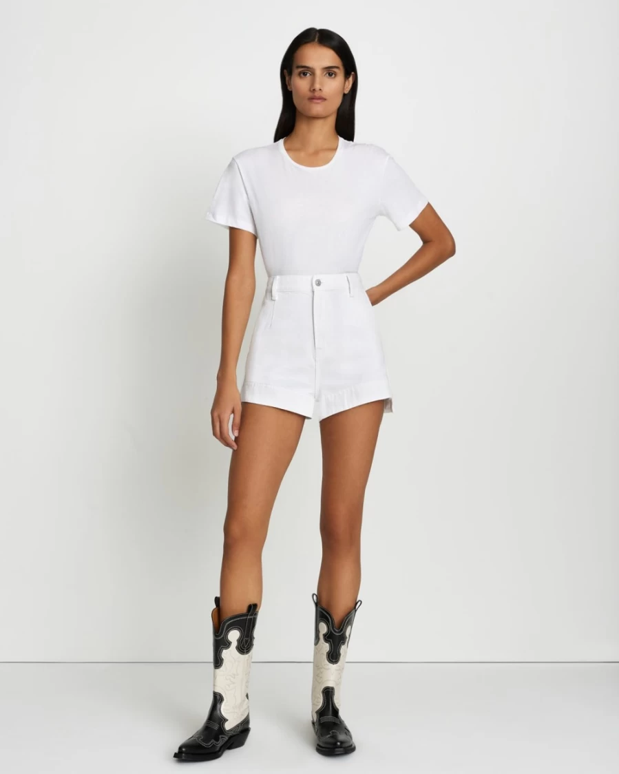 7 For All Mankind Women's Brilliant White Denim Tailored Shorts