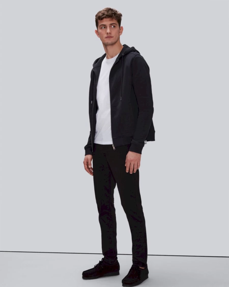 7 For All Mankind Men's Navy Essential Zip-Up Hoodie - Classic Front-Zip Fleece Jacket