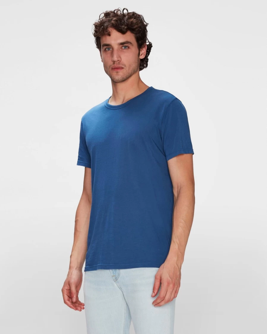 7 For All Mankind Men's Lightweight Cotton T-Shirt in Sea Bed Blue