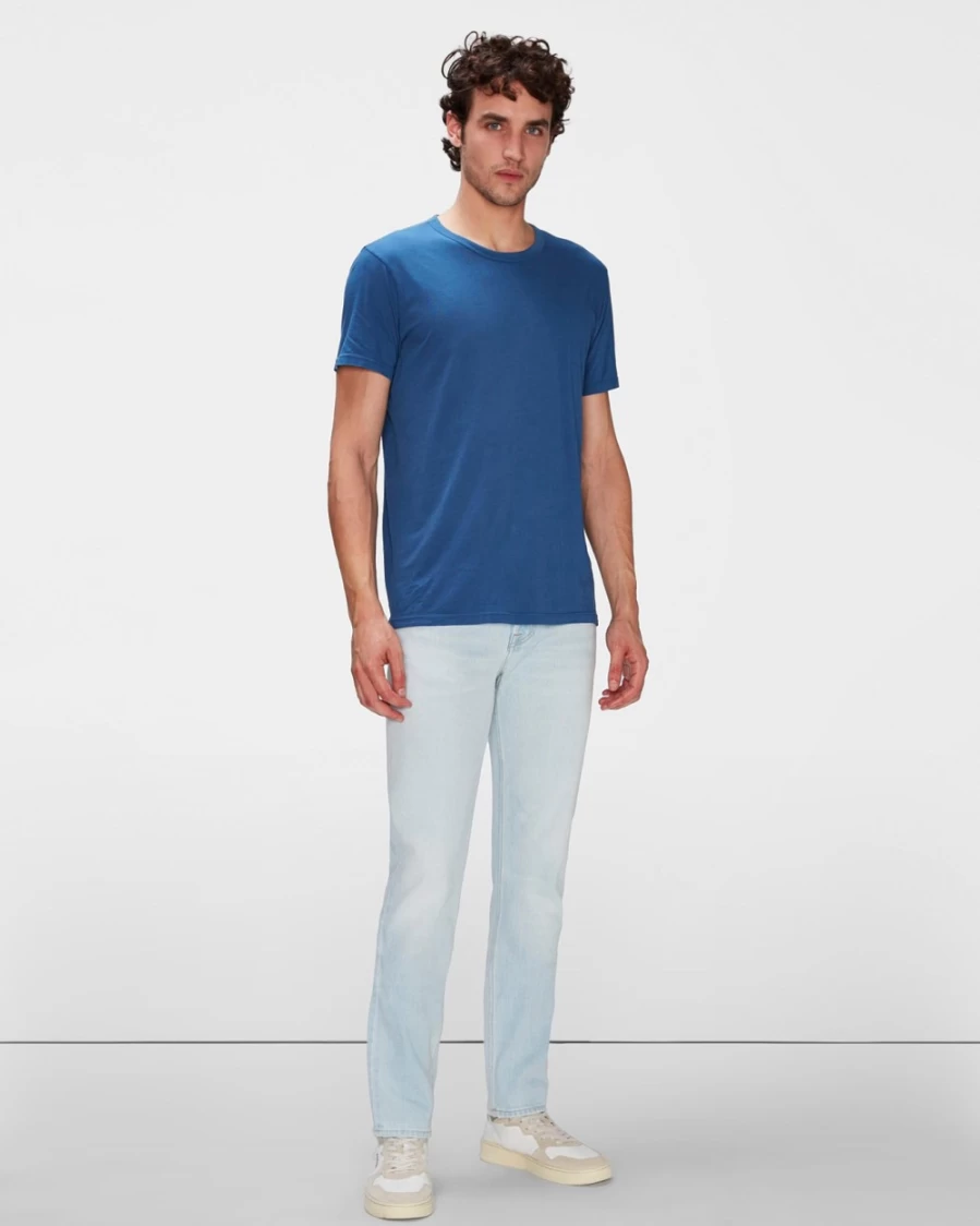 7 For All Mankind Men's Lightweight Cotton T-Shirt in Sea Bed Blue