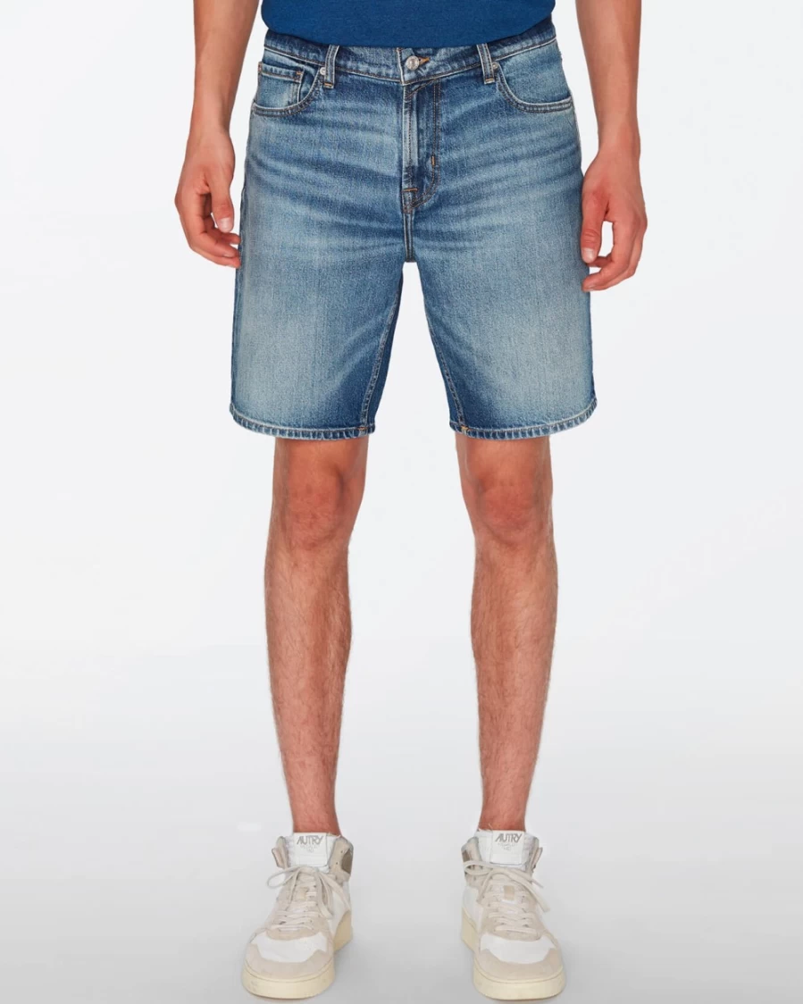 7 For All Mankind Men's Straight Short in Lagoon - Classic Fit Denim Shorts for Men