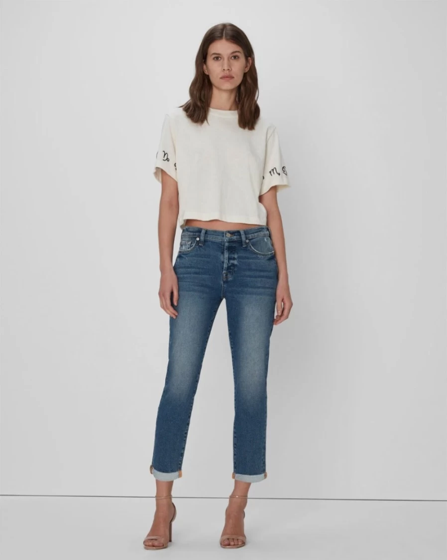 7 For All Mankind Women's Luxe Vintage Josefina Jeans in Iris Blue