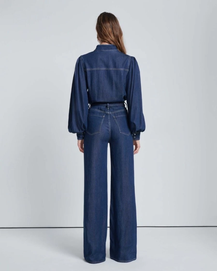 7 For All Mankind Women's Denim Lustre Jumpsuit - Curious Wash Stylish Romper