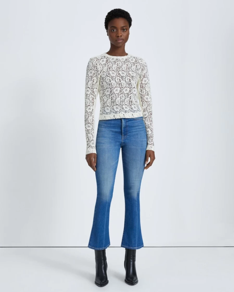 7 For All Mankind Women's Lacey Sweater - Antique White Knit Top