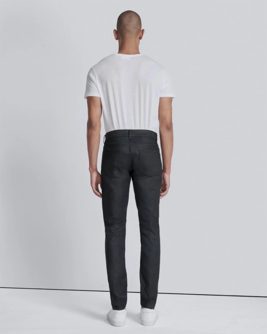 7 For All Mankind Men's Coated Slim Fit Tapered Black Jeans