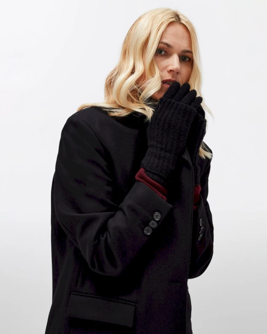 7 For All Mankind Women's Black Double Layer Wool Gloves