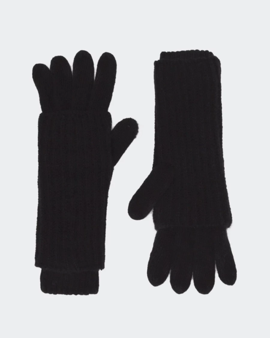 7 For All Mankind Women's Black Double Layer Wool Gloves