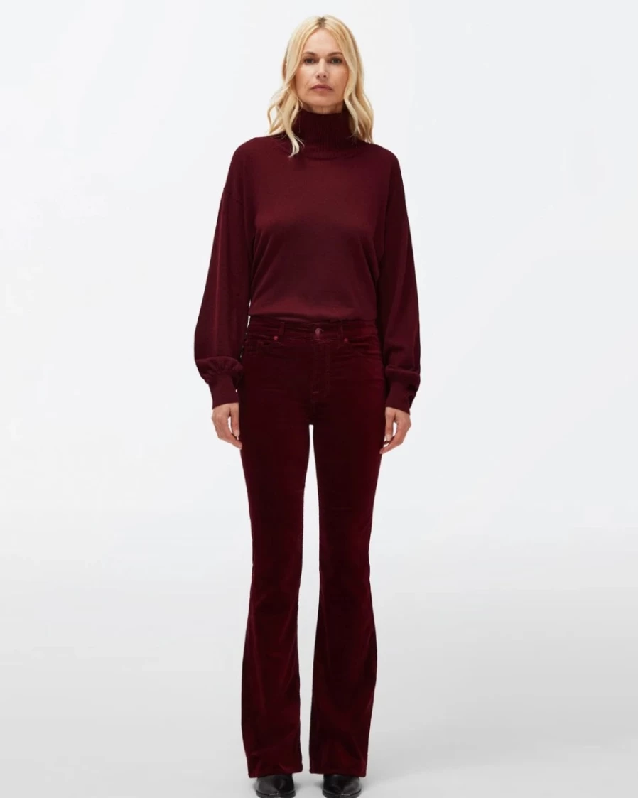 7 For All Mankind Women's Velvet Lisha In Cabernet - Luxurious Soft Velvet Pants
