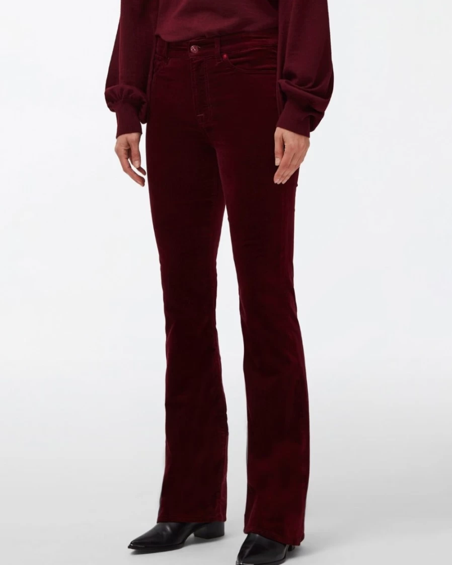 7 For All Mankind Women's Velvet Lisha In Cabernet - Luxurious Soft Velvet Pants