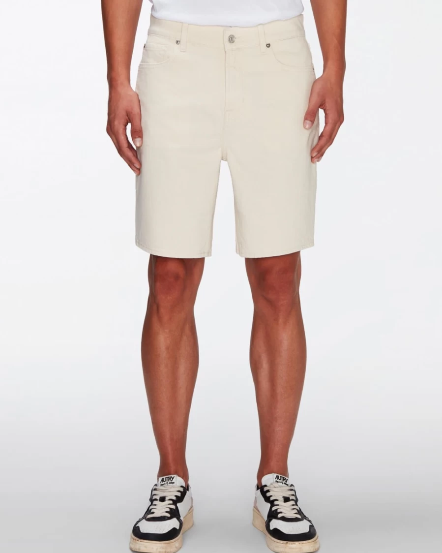 7 For All Mankind Men's Straight Fit Shorts in Ecru - Classic Casual Cotton Shorts