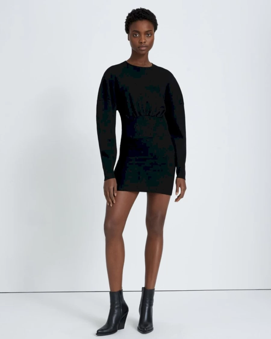 7 For All Mankind Women's Black Bodycon Ribbed Sweater Dress