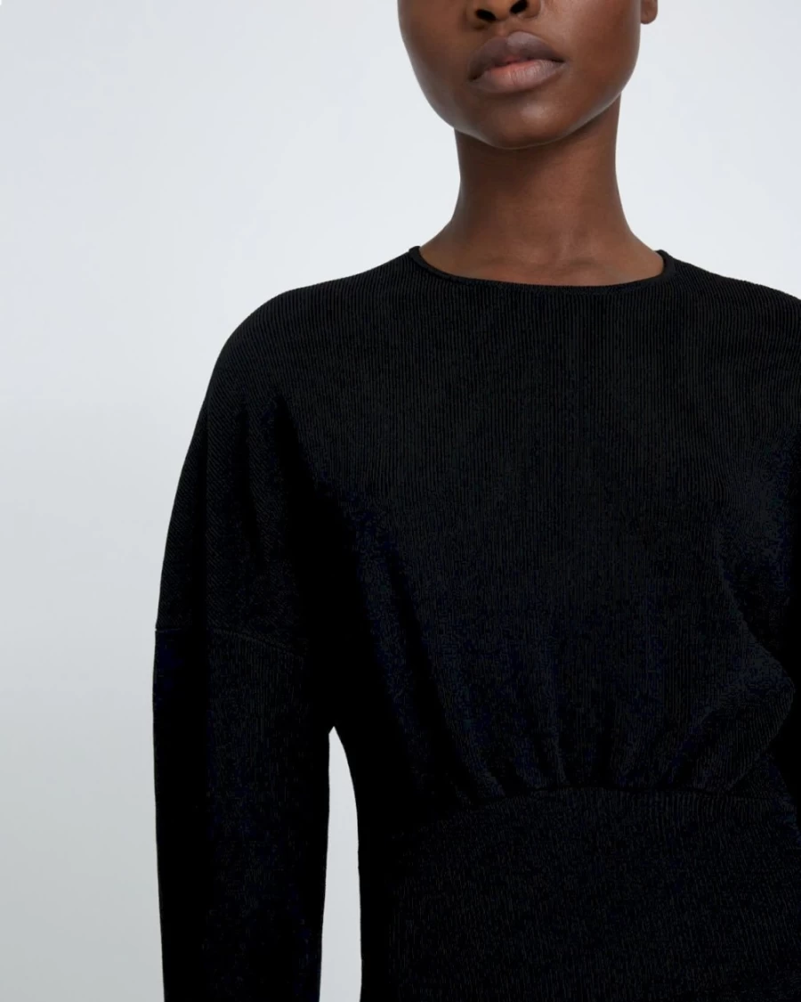 7 For All Mankind Women's Black Bodycon Ribbed Sweater Dress