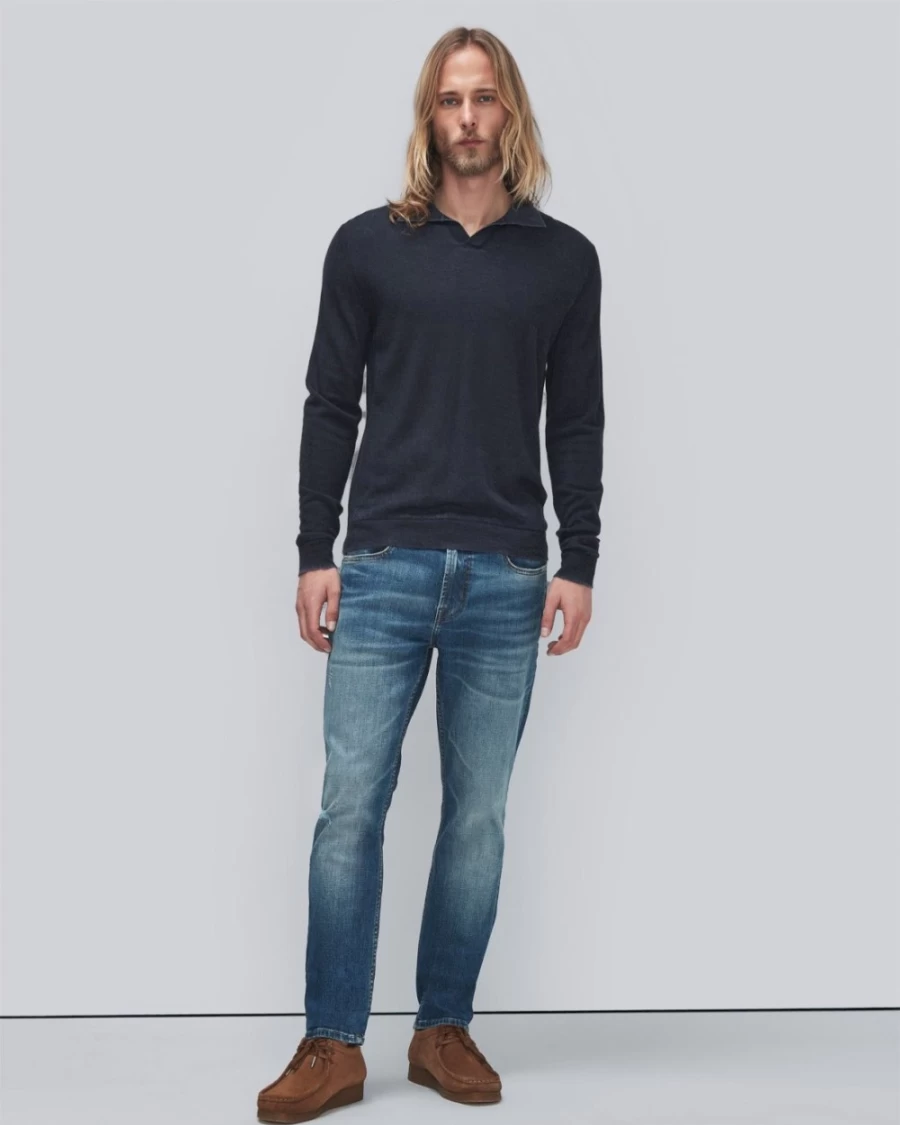 7 For All Mankind Men's Merino Wool Navy Polo Shirt