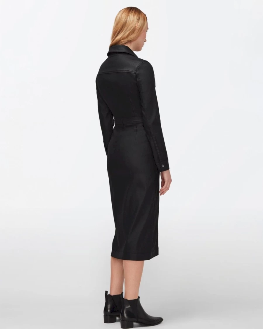 7 For All Mankind Women's Luxe West Coated Black Dress | Stylish & Elegant