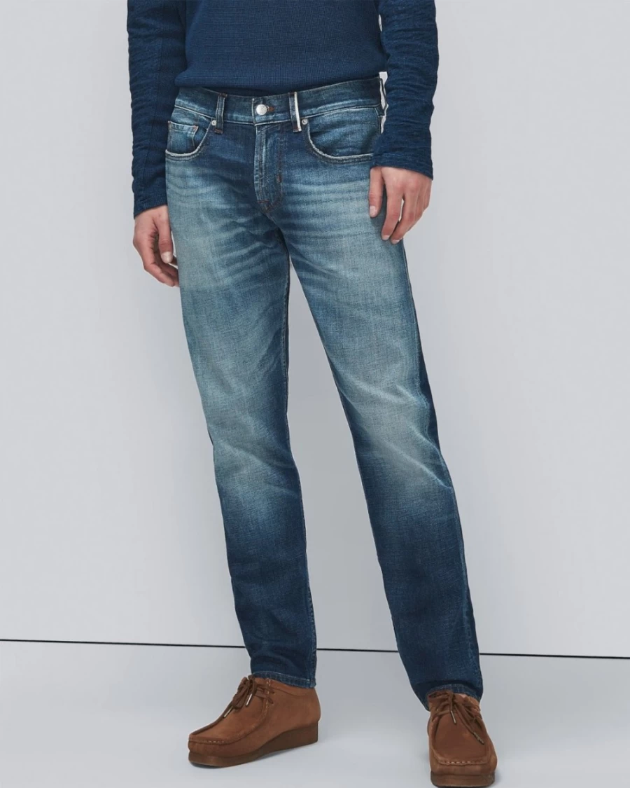 7 For All Mankind Men's Slim Fit Tapered Selvedge Denim Jeans - In Bounder Wash