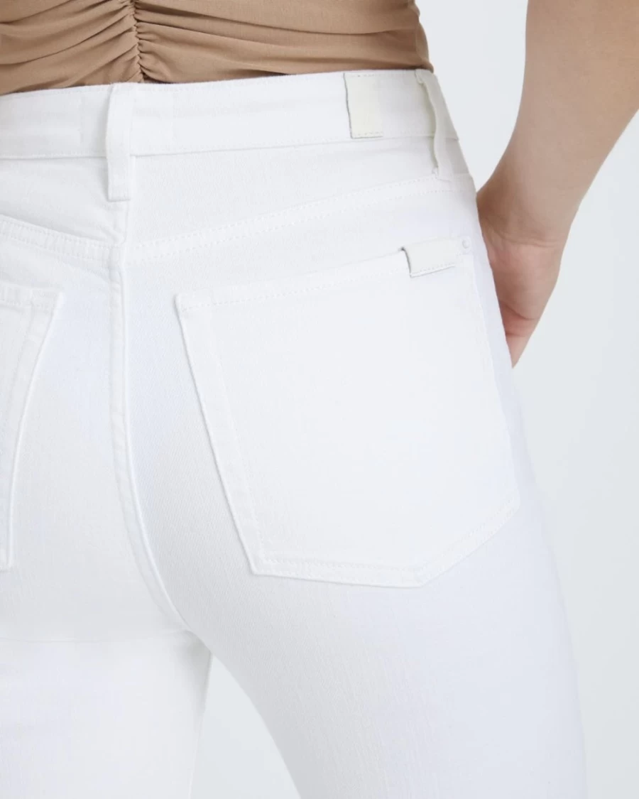 7 For All Mankind Women's Mega Flare Jeans in Clean White - High Waisted Wide Leg Denim