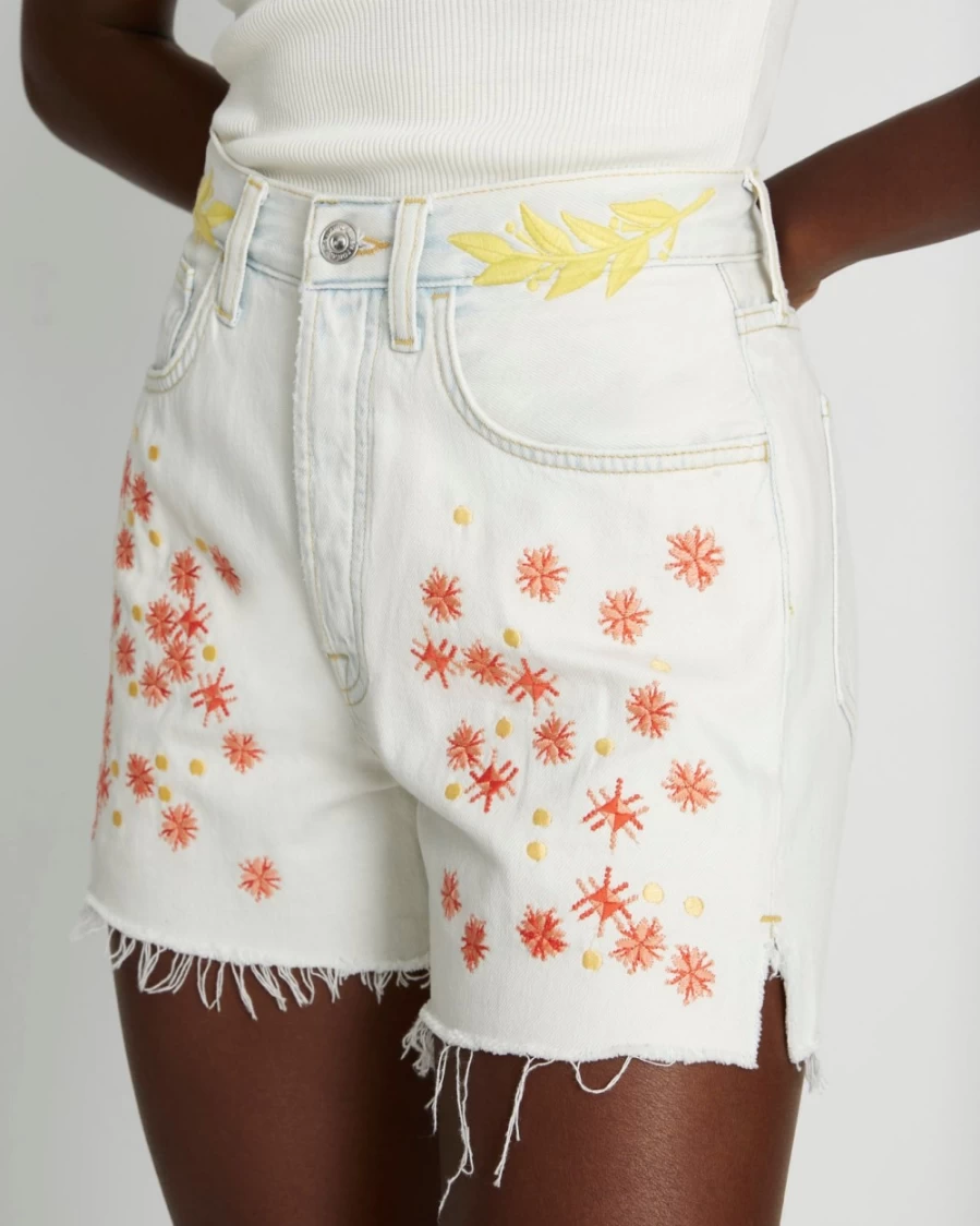 7 For All Mankind Women's Ruby Easy Short - Bleach Out Denim Shorts