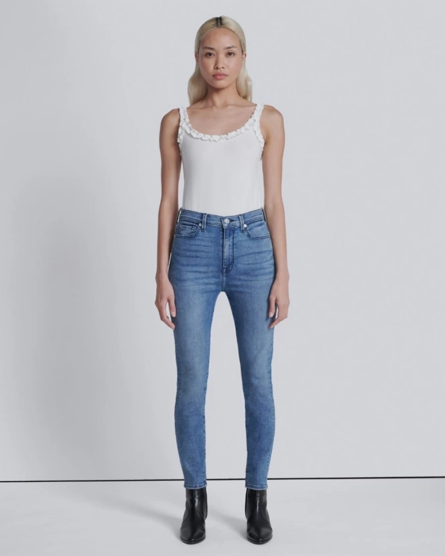 7 For All Mankind Women's High Waist Skinny Ankle Jeans in Dulce Wash