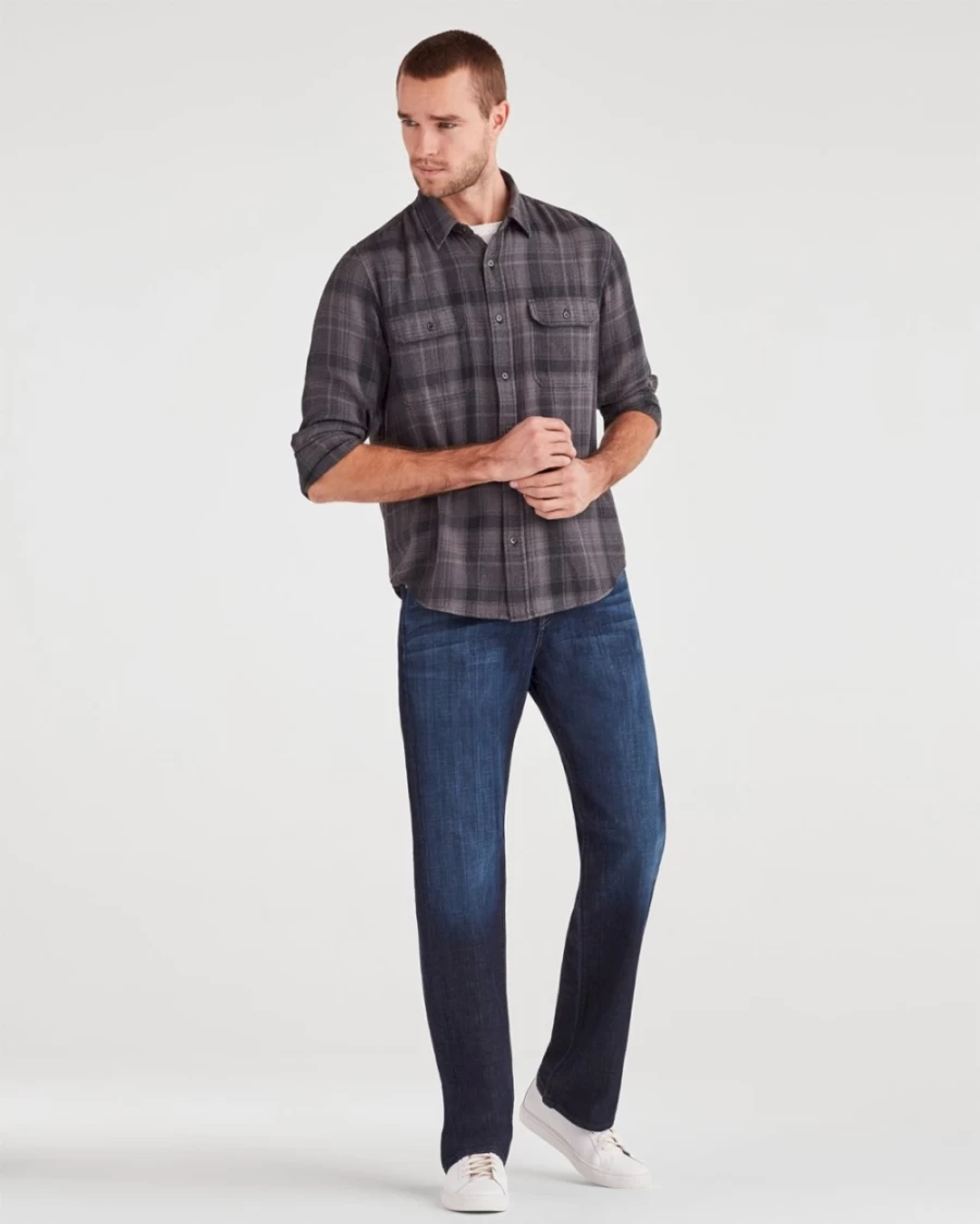7 For All Mankind Austyn Men's Relaxed Straight Fit Dark Wash Jeans - Los Angeles Style