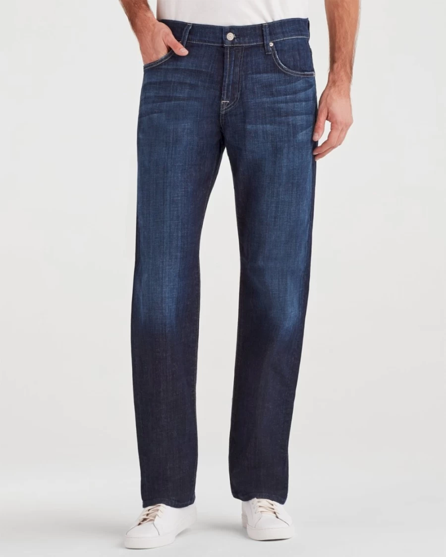 7 For All Mankind Austyn Men's Relaxed Straight Fit Dark Wash Jeans - Los Angeles Style
