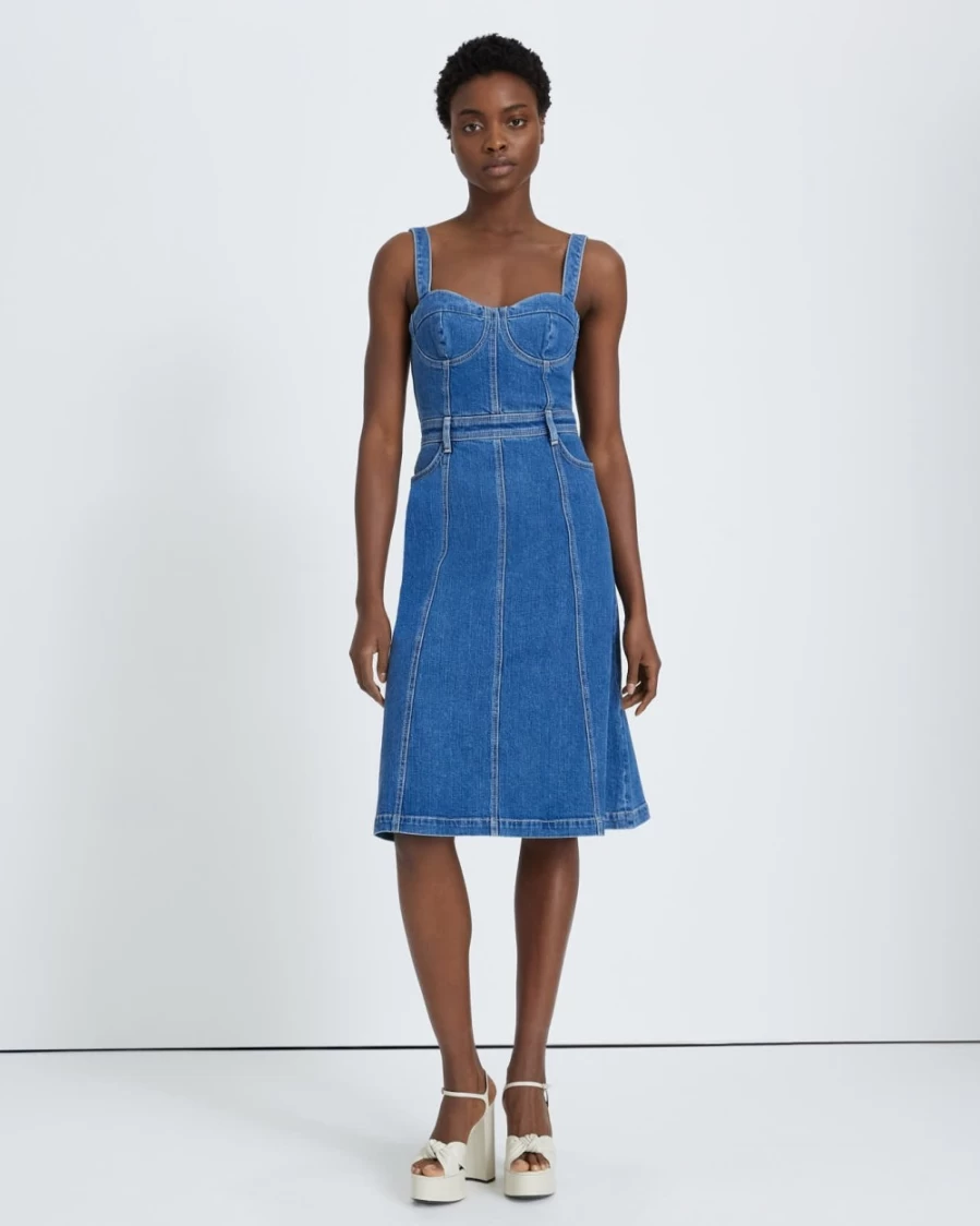 7 For All Mankind Women's Beauty Denim Bustier Dress - Diana Style Corset Top Dress
