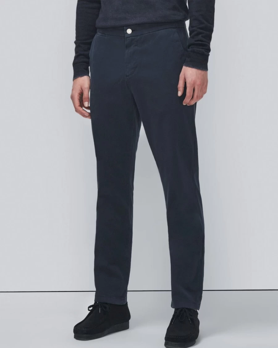 7 For All Mankind Men's Luxe Slim Fit Tapered Chino Pants in Navy Sateen for Performance Comfort