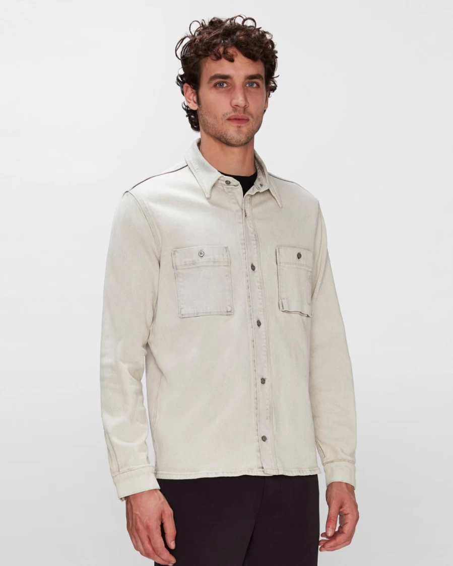 7 For All Mankind Men's Denim Utility Shirt - Pearl River Wash