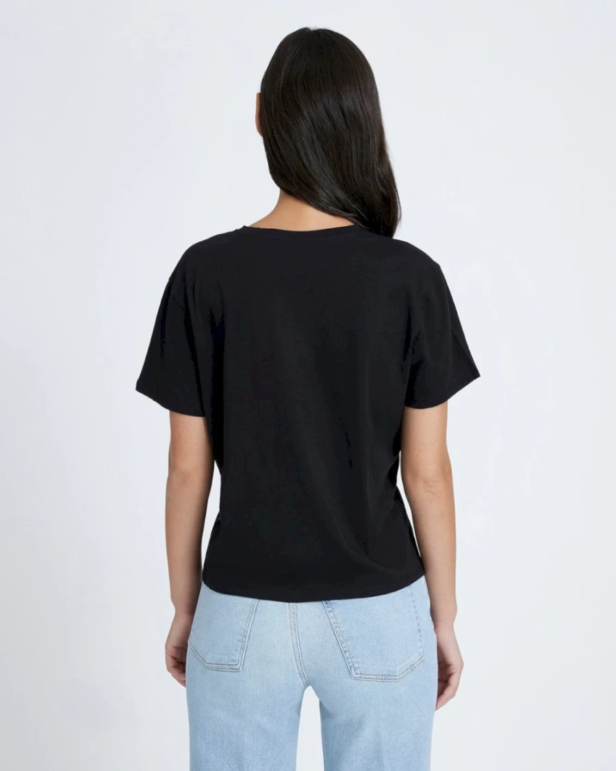 7 For All Mankind Women's Black V-Neck T-Shirt