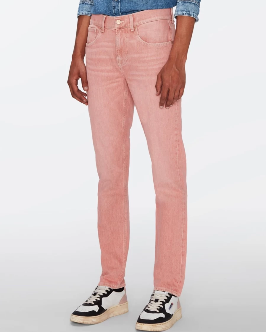 7 For All Mankind Men's Slimmy Tapered Jeans in Burnt Brick - Natural Fit & Style