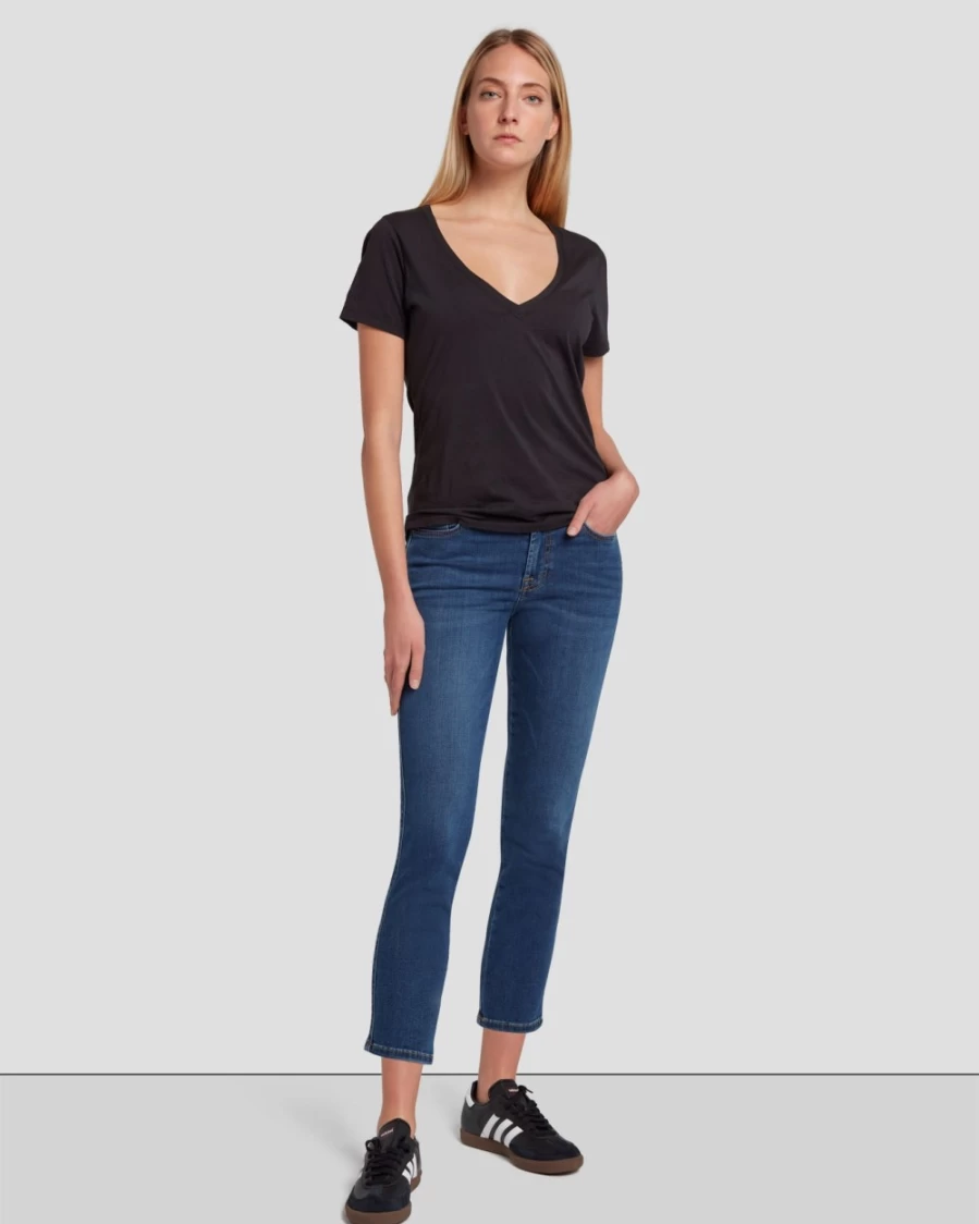7 For All Mankind Women's Kimmie Cropped Straight Leg Jeans in Duchess Wash