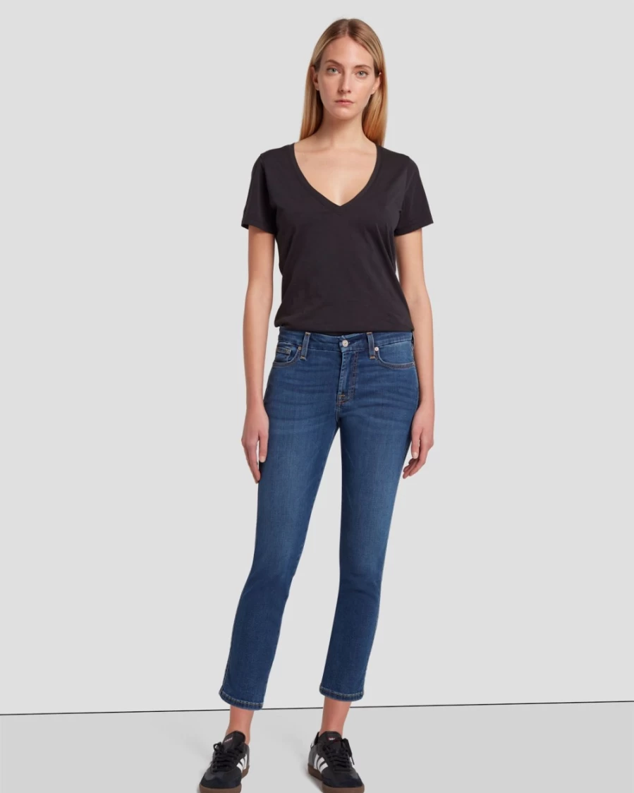 7 For All Mankind Women's Kimmie Cropped Straight Leg Jeans in Duchess Wash